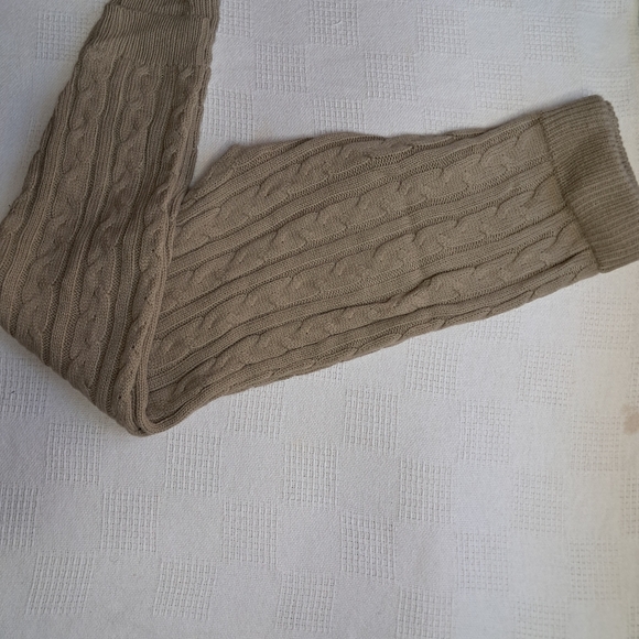 Womens large tan cable knit 2pc crop long sleeve jogger set - Picture 5 of 8